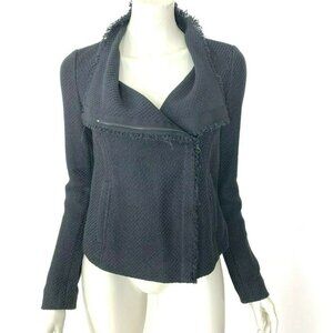 Vince Black Scuba Frayed‎ Edge Asymmetrical Jacket